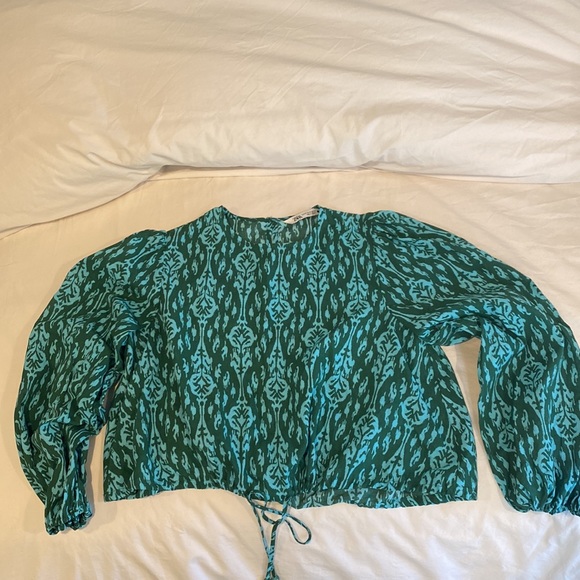 Zara Printed Cotton Crop Top and Pant set XS Barely Worn - Picture 3 of 5